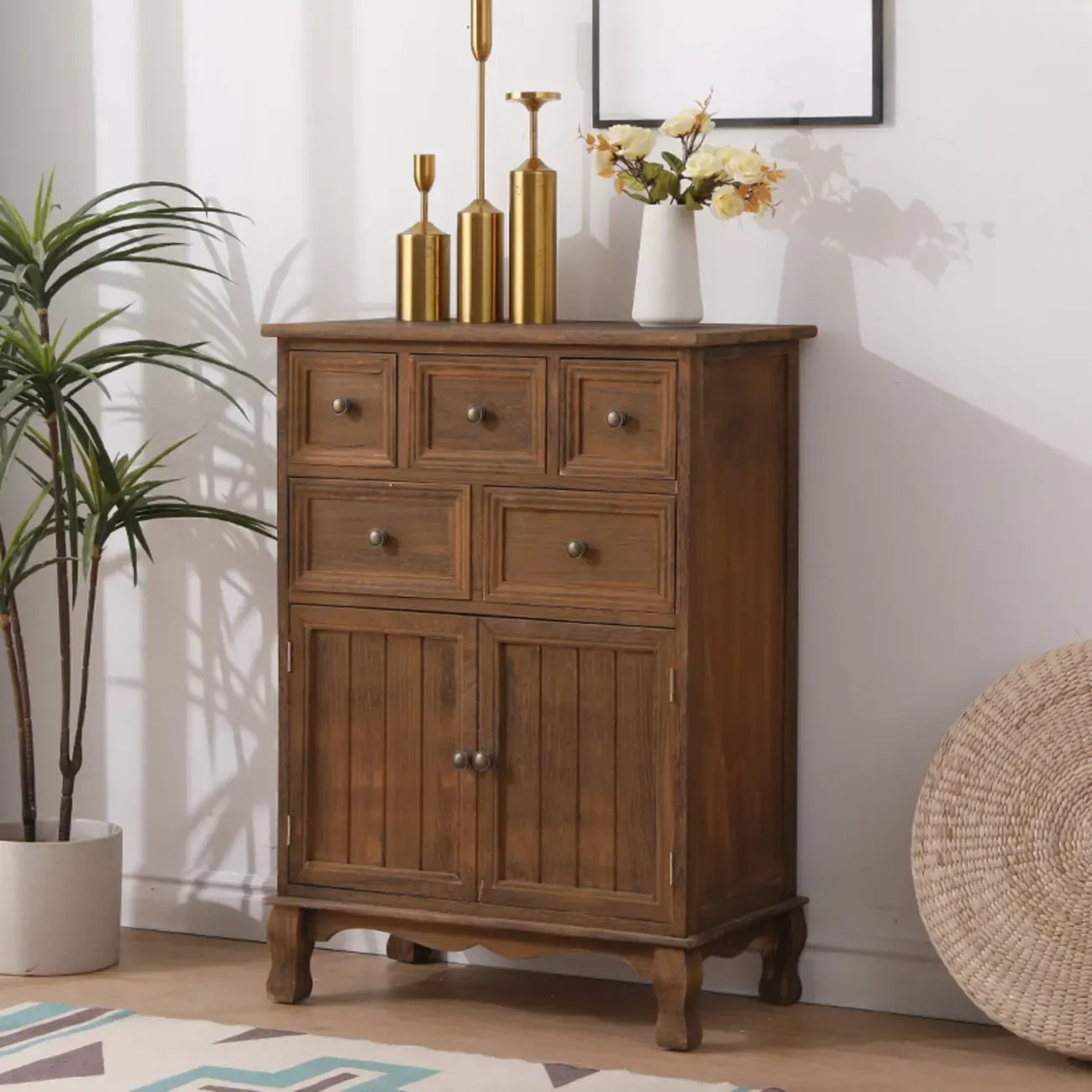 Rustic Waterproof Accent Cabinet for Living Room Storage Image - 3