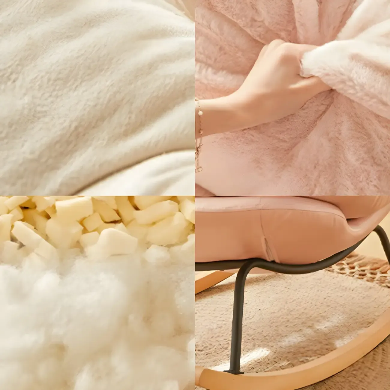 Suede Upholstered Rocking Chair with Ottoman for Living Room Image - 17