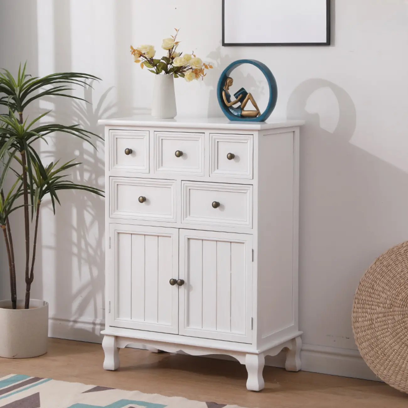 Rustic Waterproof Accent Cabinet for Living Room Storage Image - 5 | homeyfad