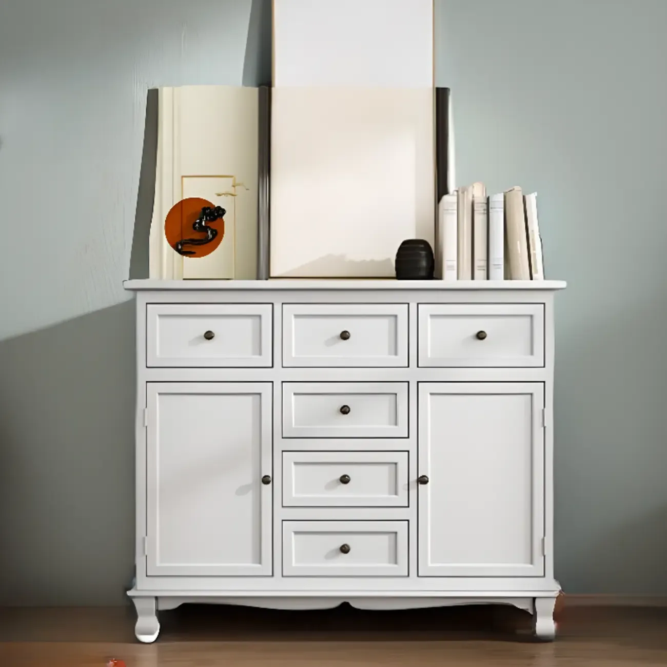 Rustic Waterproof Accent Cabinet for Living Room Storage Image - 6