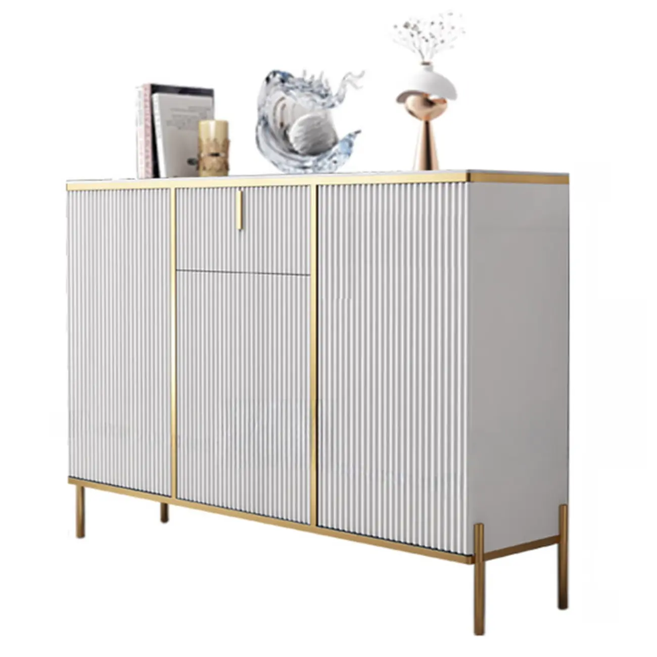 Freestanding Stone Top Sideboard Cabinet with Metal Legs  Image - 8 | homeyfad