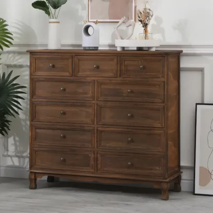 Rustic Wooden White Accent Cabinet with Multiple Drawers Image - 15