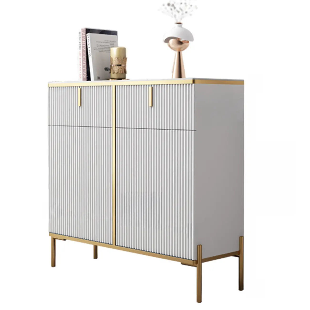 Freestanding Stone Top Sideboard Cabinet with Metal Legs  Image - 9 | homeyfad