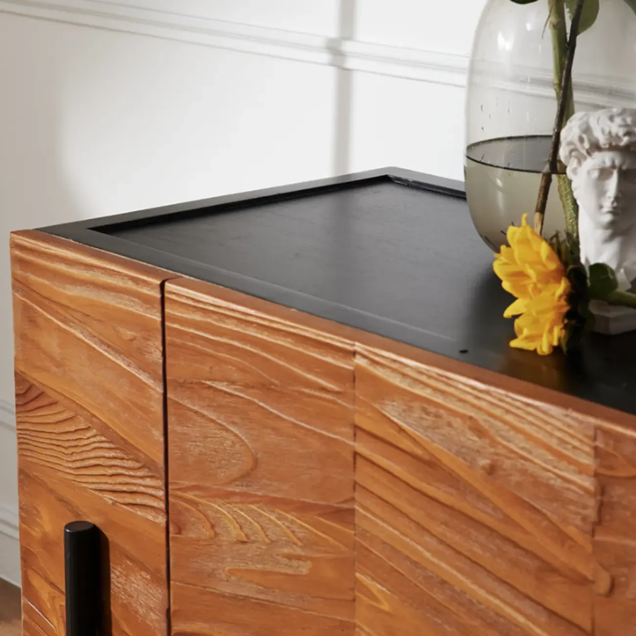 72" Free-Standing Brown Accent Cabinet for Living Room Decor Image - 7