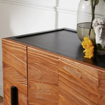72" Free-Standing Brown Accent Cabinet for Living Room Decor Image - 7