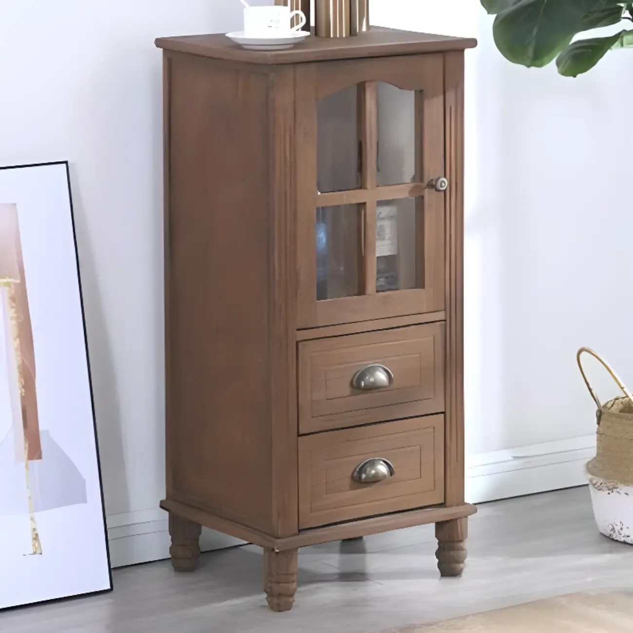 Freestanding Solid Wood White Cabinet with Drawers | HomeyFad