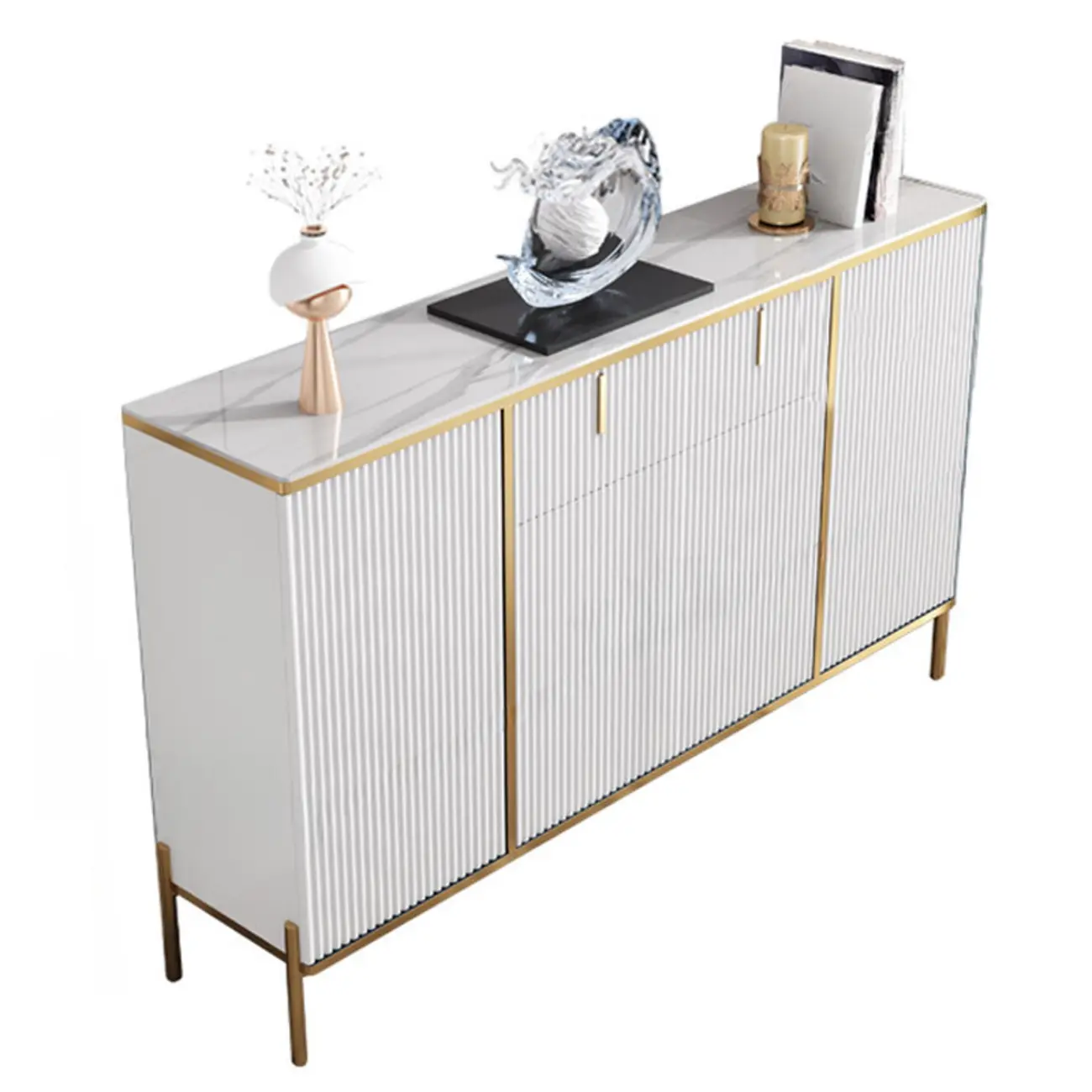 Freestanding Stone Top Sideboard Cabinet with Metal Legs  Image - 10 | homeyfad
