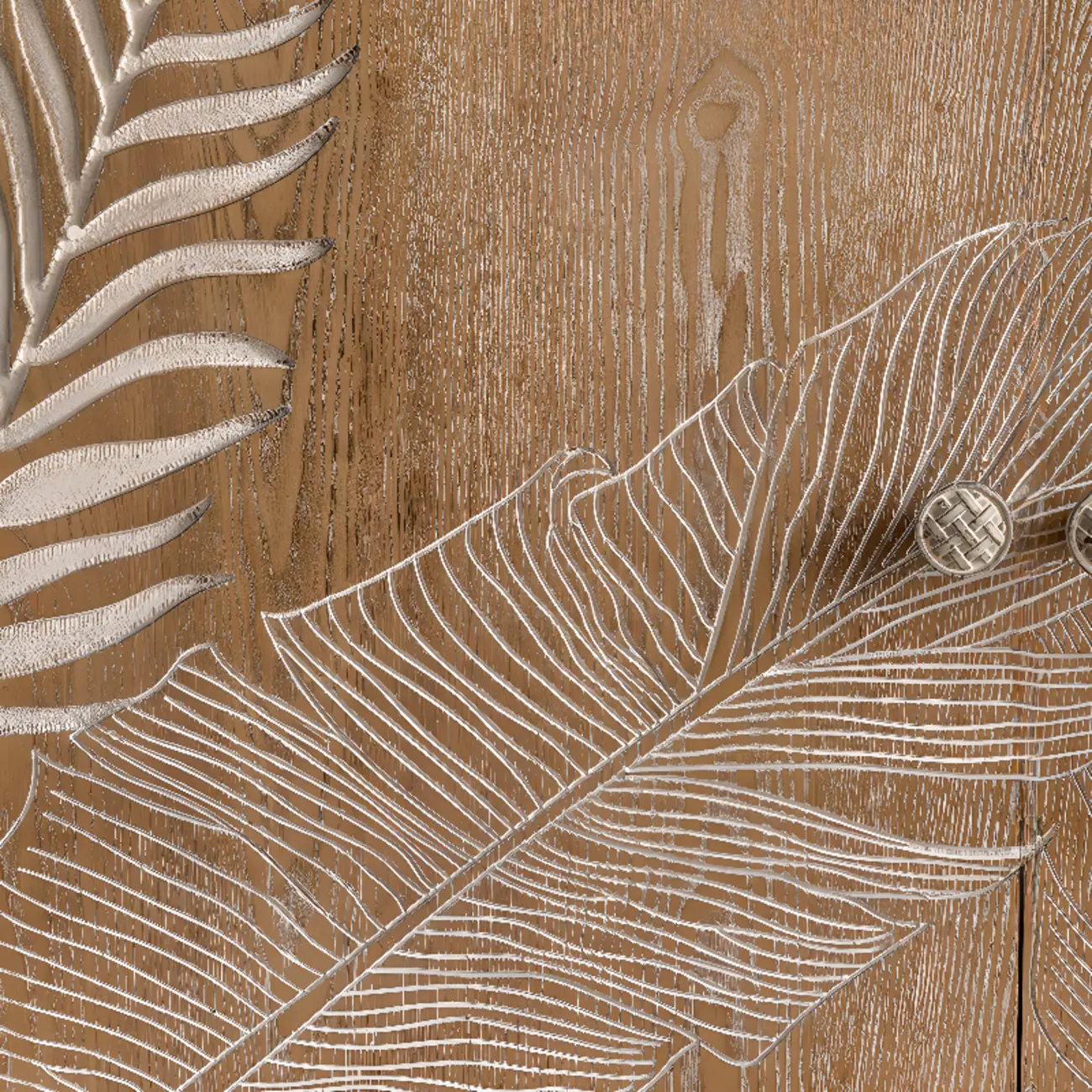 French Country Wooden Parlor Cabinet with Leaf Patterns Image - 13 | homeyfad