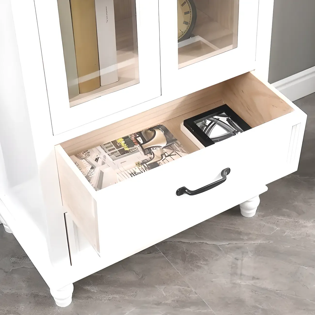 Modern Solid Wood White Cabinet for Versatile Home Storage Image - 21