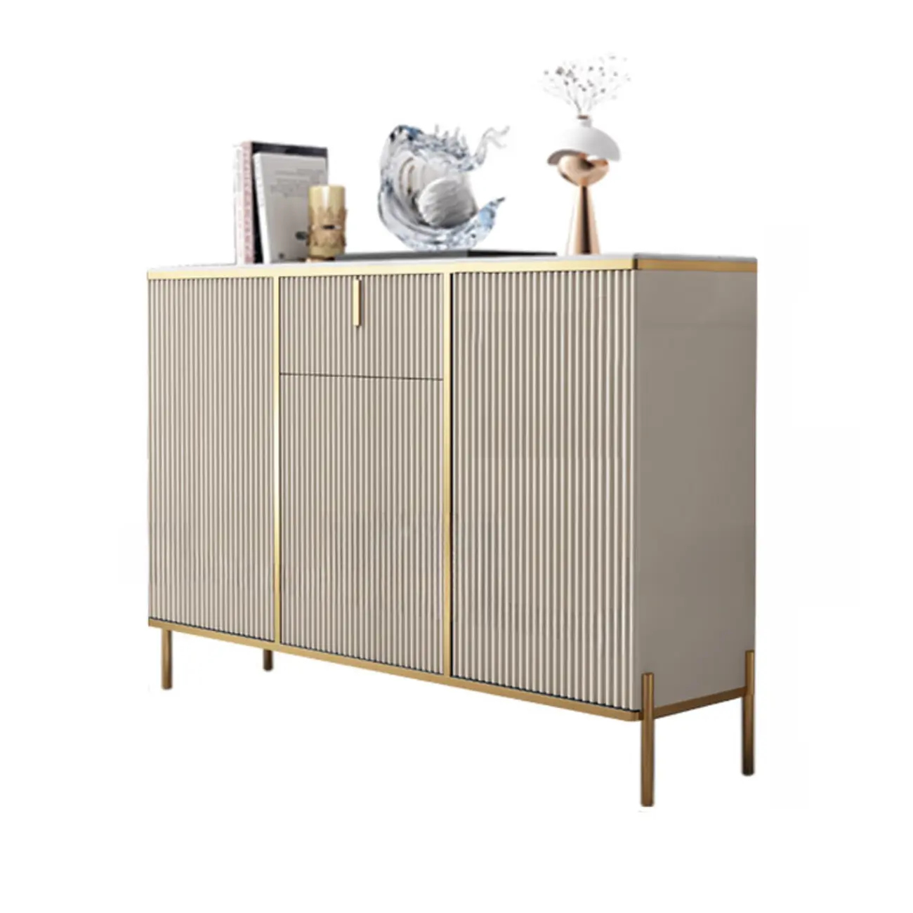 Freestanding Stone Top Sideboard Cabinet with Metal Legs  Image - 11 | homeyfad
