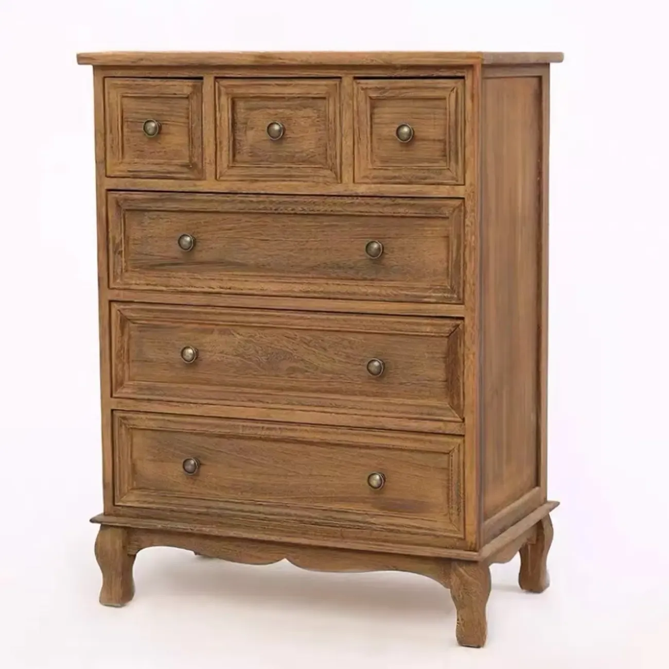 Rustic Wooden White Accent Cabinet with Multiple Drawers Image - 18