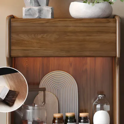 Modern Wooden Brown Wine Cabinet for Living Room Display Image - 5