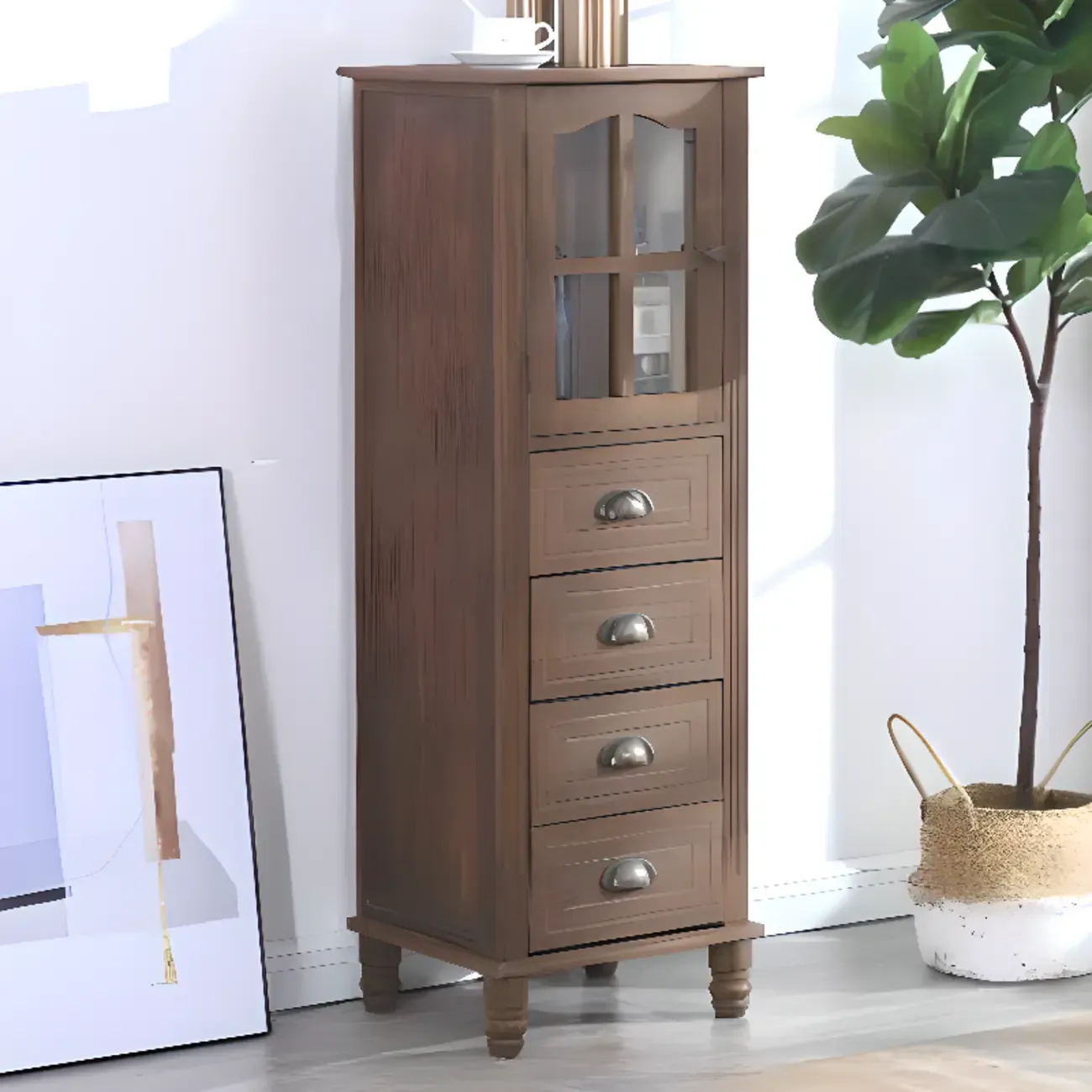 Modern Solid Wood White Cabinet for Versatile Home Storage Image - 22