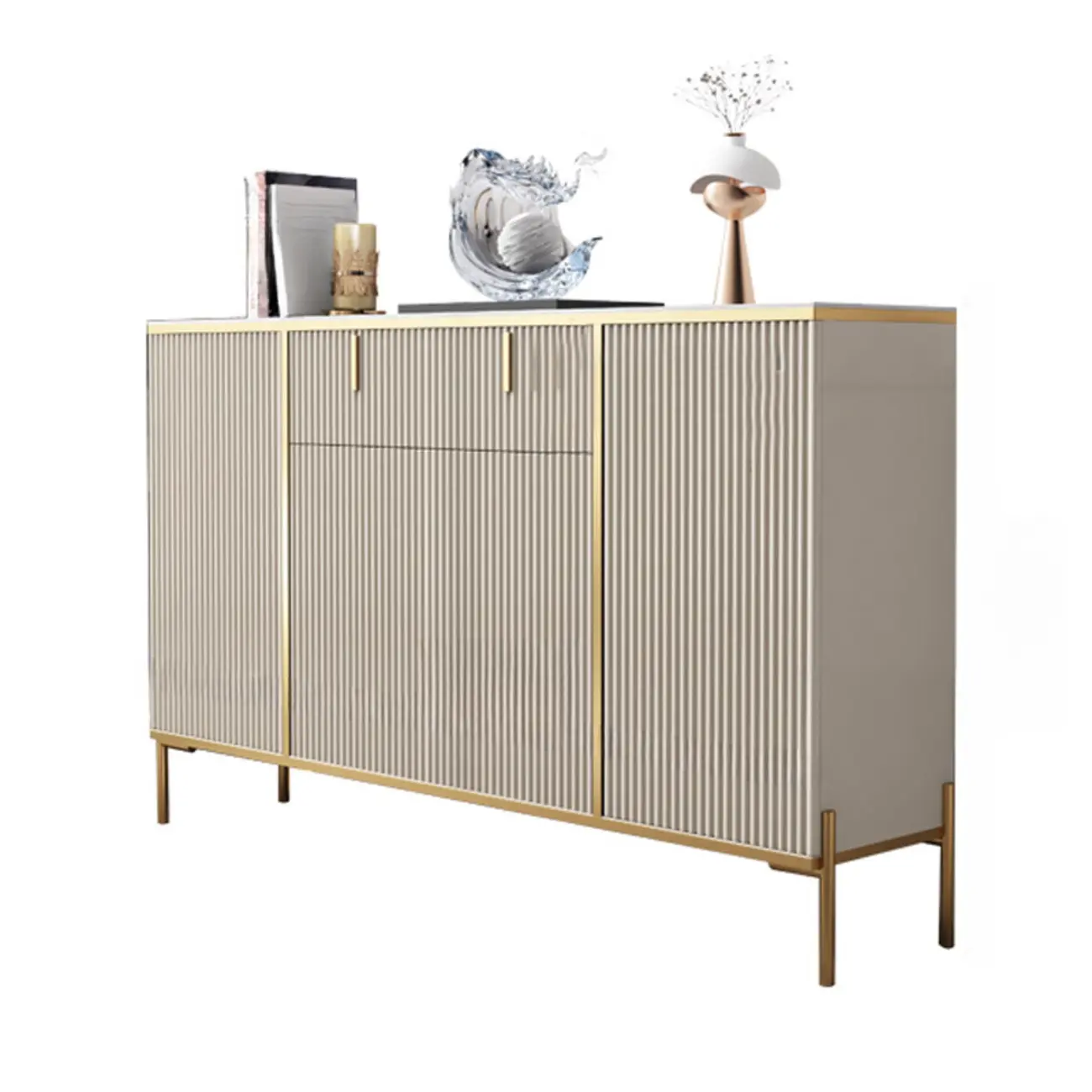 Freestanding Stone Top Sideboard Cabinet with Metal Legs  Image - 12 | homeyfad