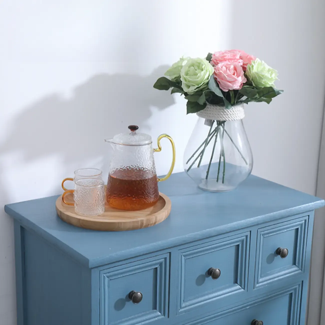 Rustic Wooden White Accent Cabinet with Multiple Drawers Image - 19