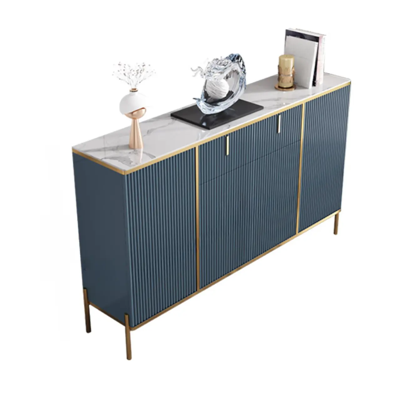 Freestanding Stone Top Sideboard Cabinet with Metal Legs  Image - 13 | homeyfad