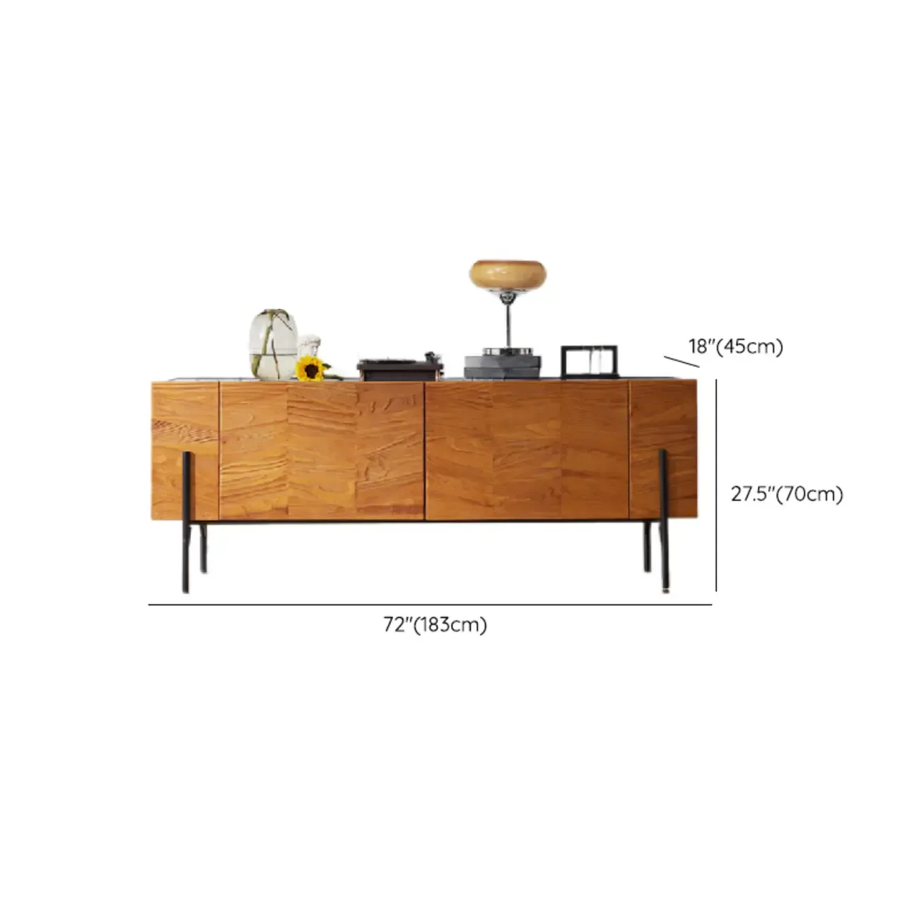 72" Free-Standing Brown Accent Cabinet for Living Room Decor #size