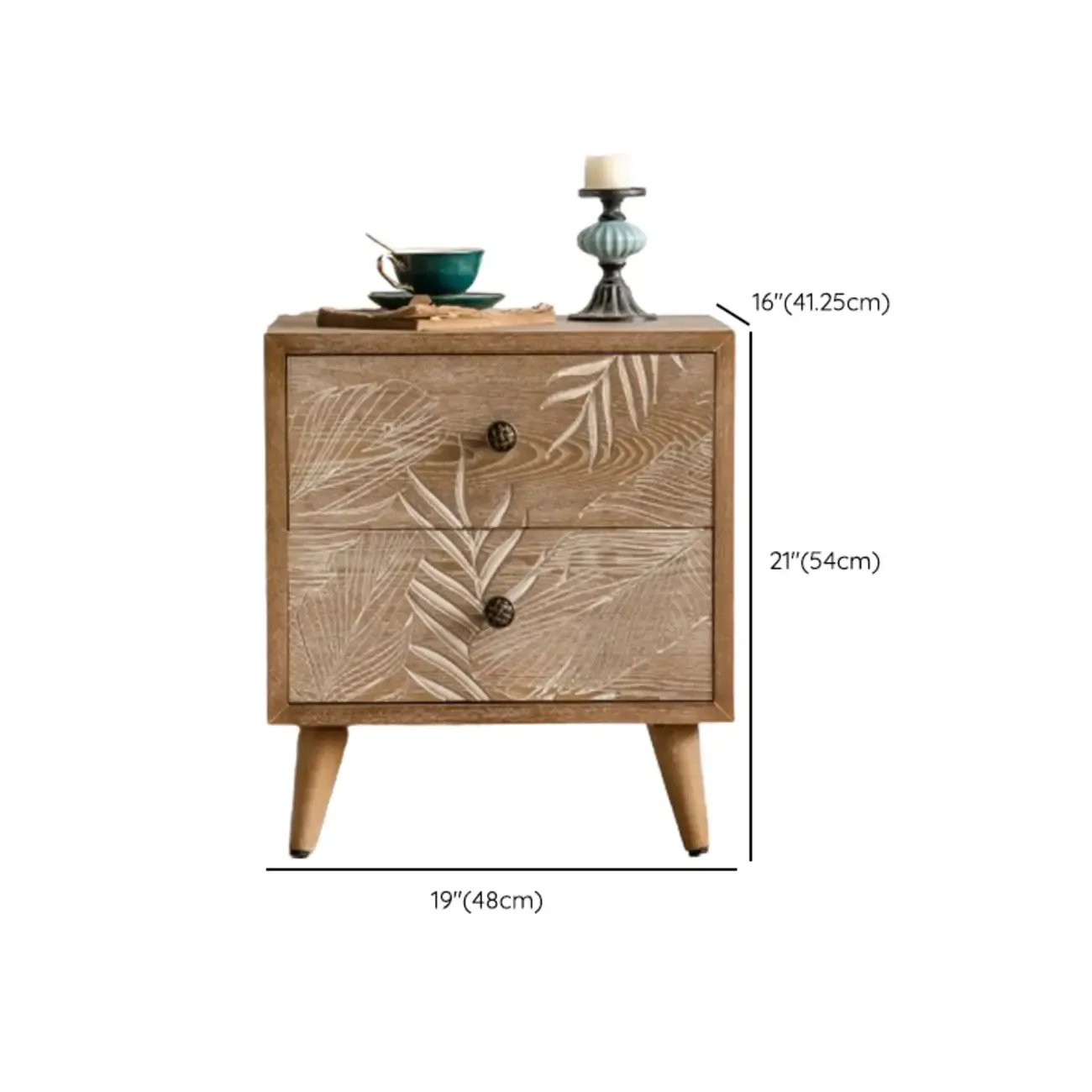 French Country Wooden Parlor Cabinet with Leaf Patterns #size