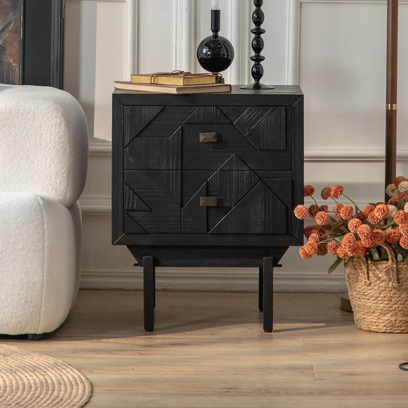 Rectangular Black Parlor Accent Cabinet with Straight Legs Image - 7 | homeyfad