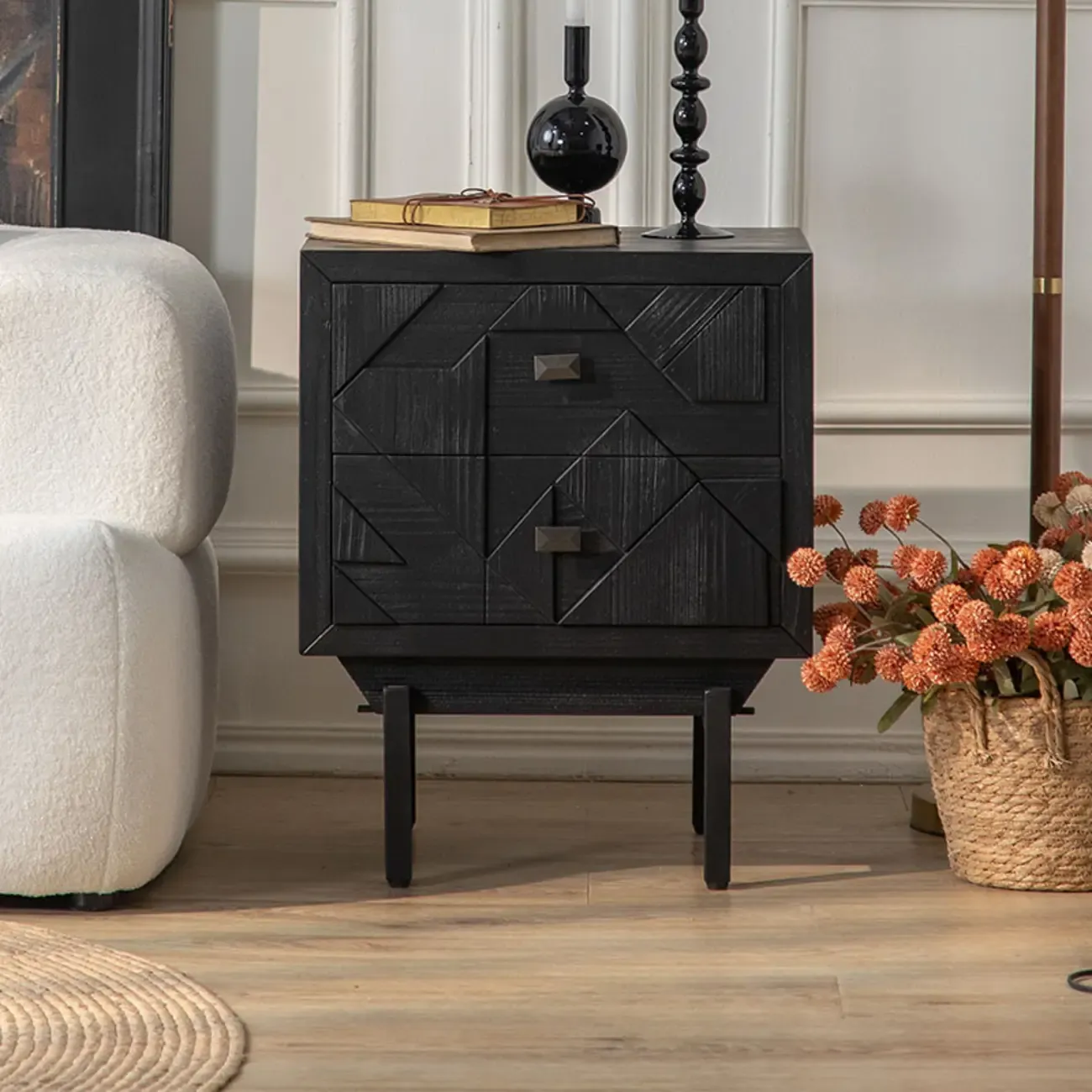 Rectangular Black Parlor Accent Cabinet with Straight Legs Image - 7