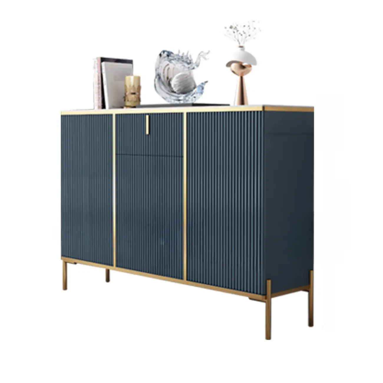 Freestanding Stone Top Sideboard Cabinet with Metal Legs  Image - 14 | homeyfad