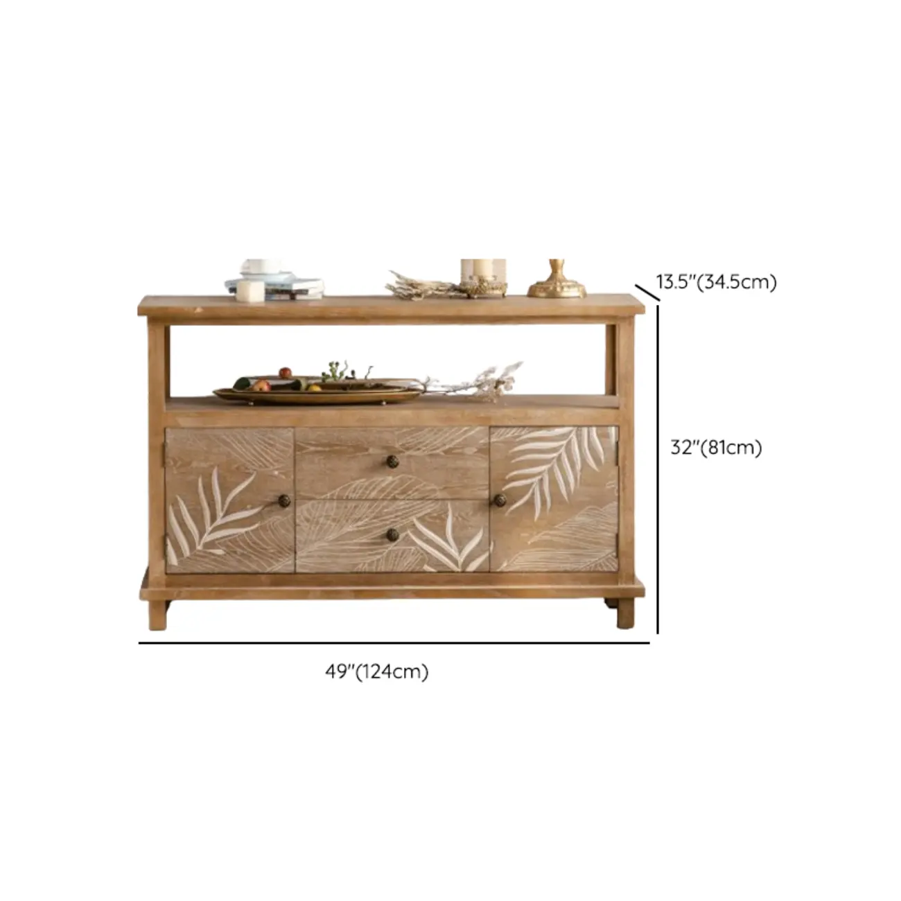 French Country Wooden Parlor Cabinet with Leaf Patterns Image - 17 | homeyfad