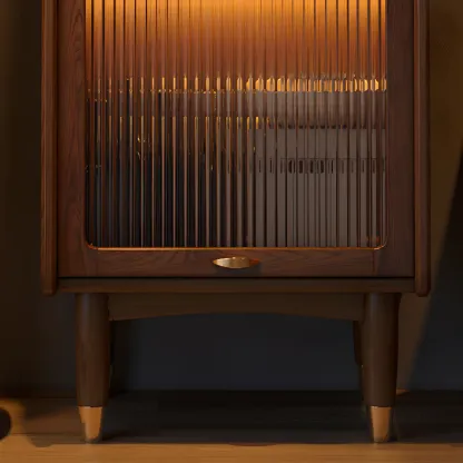 Modern Wooden Brown Wine Cabinet for Living Room Display Image - 8