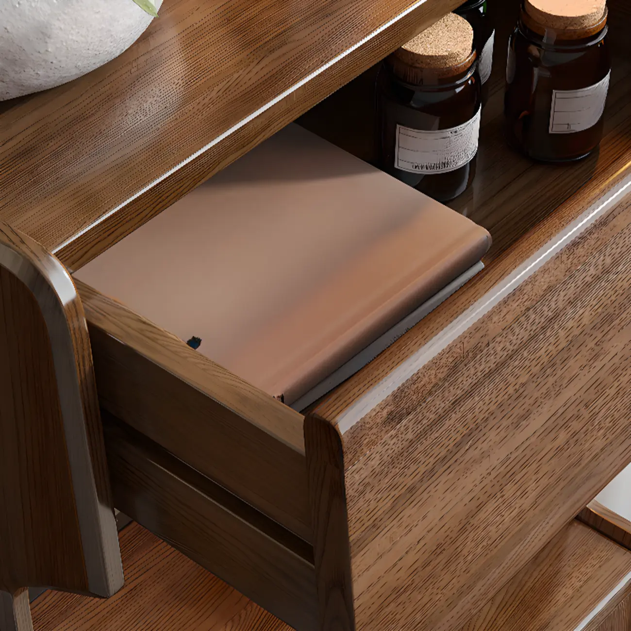 Modern Wooden Brown Wine Cabinet for Living Room Display Image - 9 | homeyfad