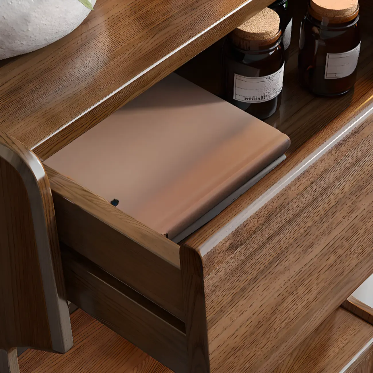 Modern Wooden Brown Wine Cabinet for Living Room Display Image - 9