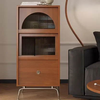 Free Standing Pine Accent Cabinet with Glass Door & Storage Image - 1