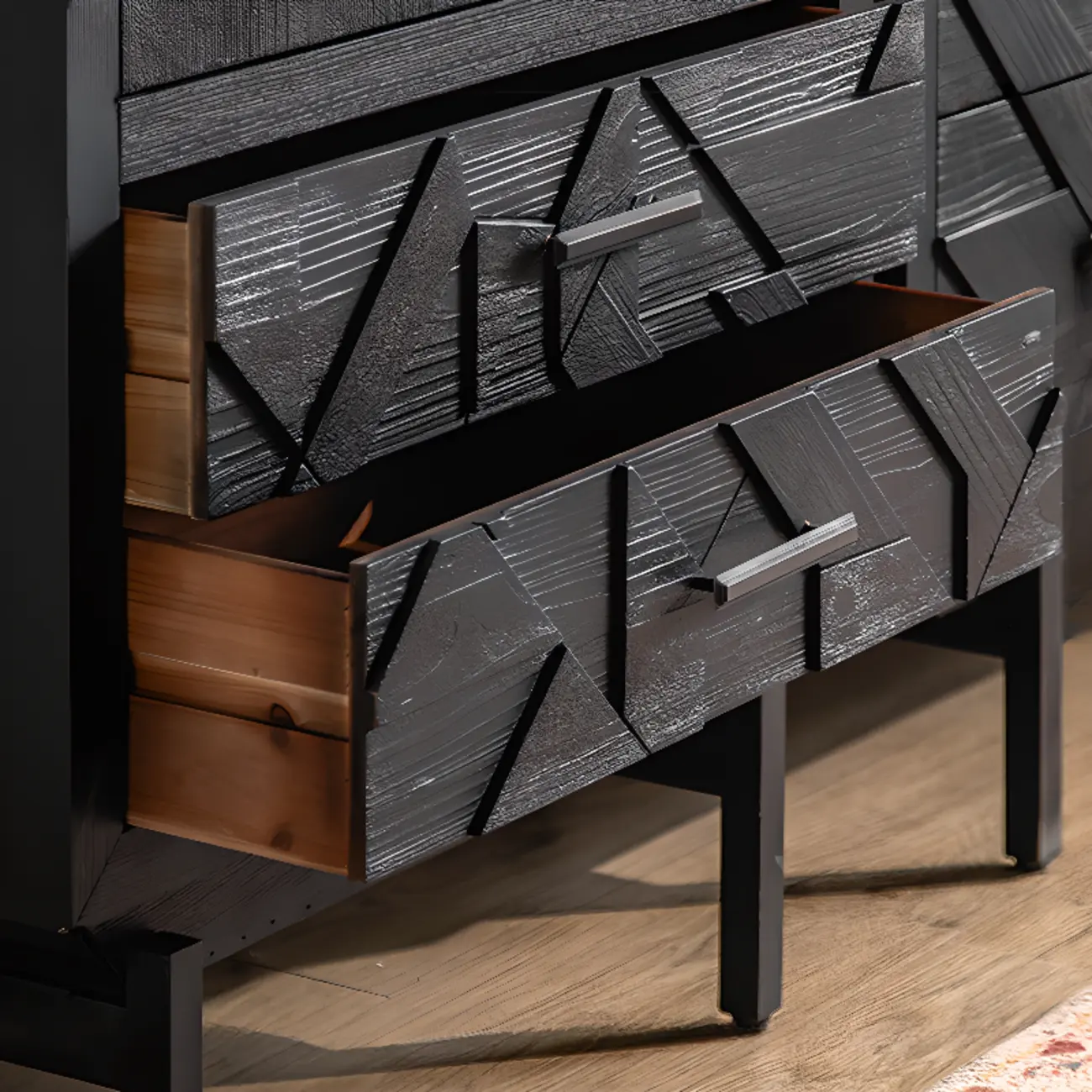 Rectangular Black Parlor Accent Cabinet with Straight Legs Image - 10 | homeyfad