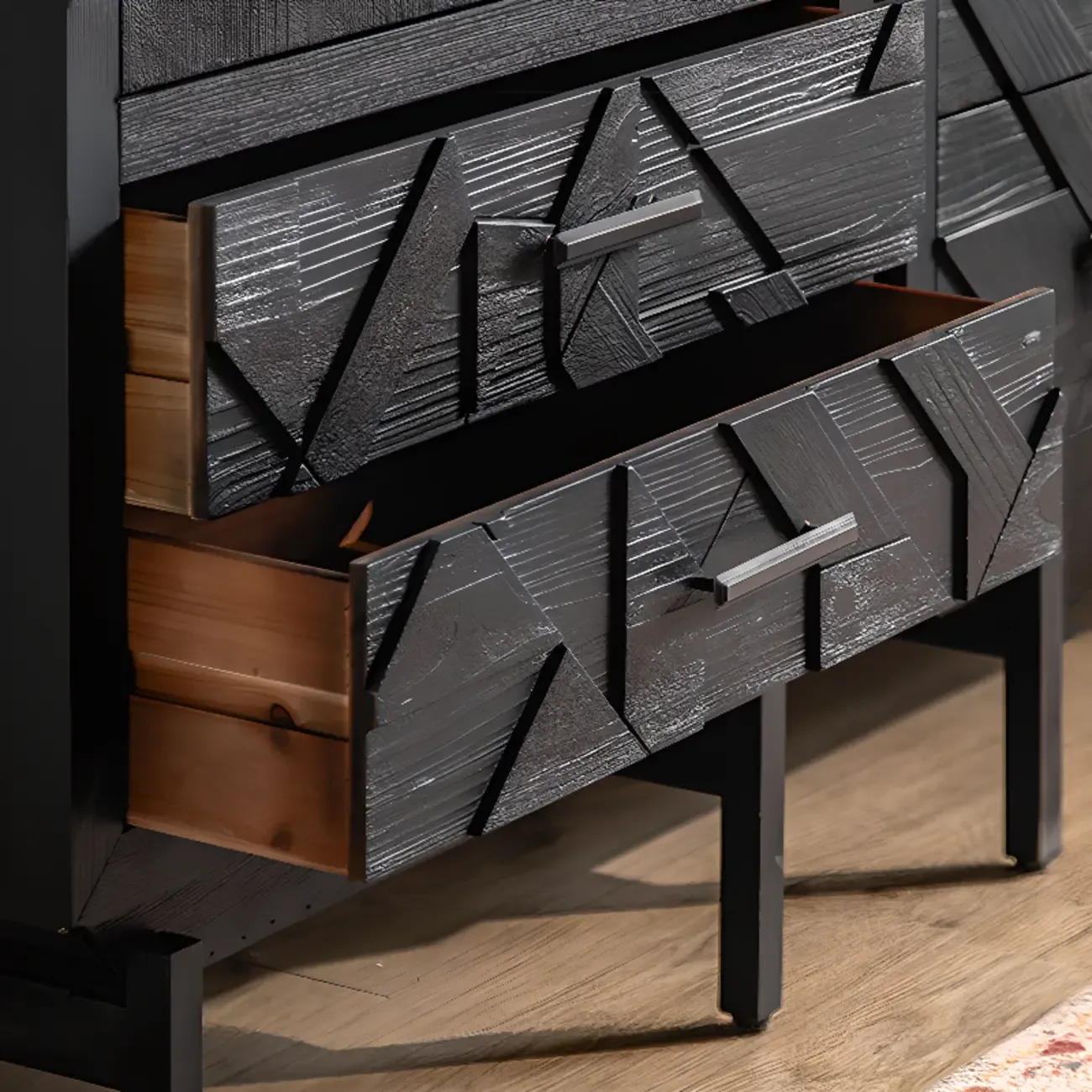 Rectangular Black Parlor Accent Cabinet with Straight Legs Image - 10