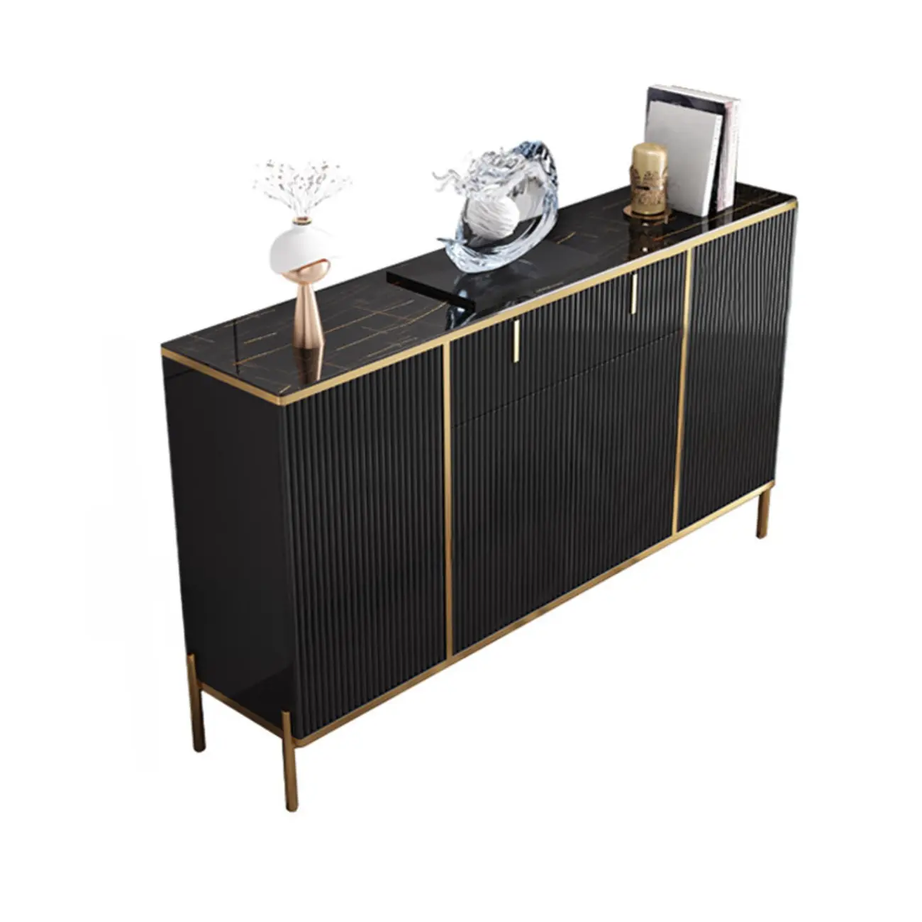 Freestanding Stone Top Sideboard Cabinet with Metal Legs  Image - 17 | homeyfad