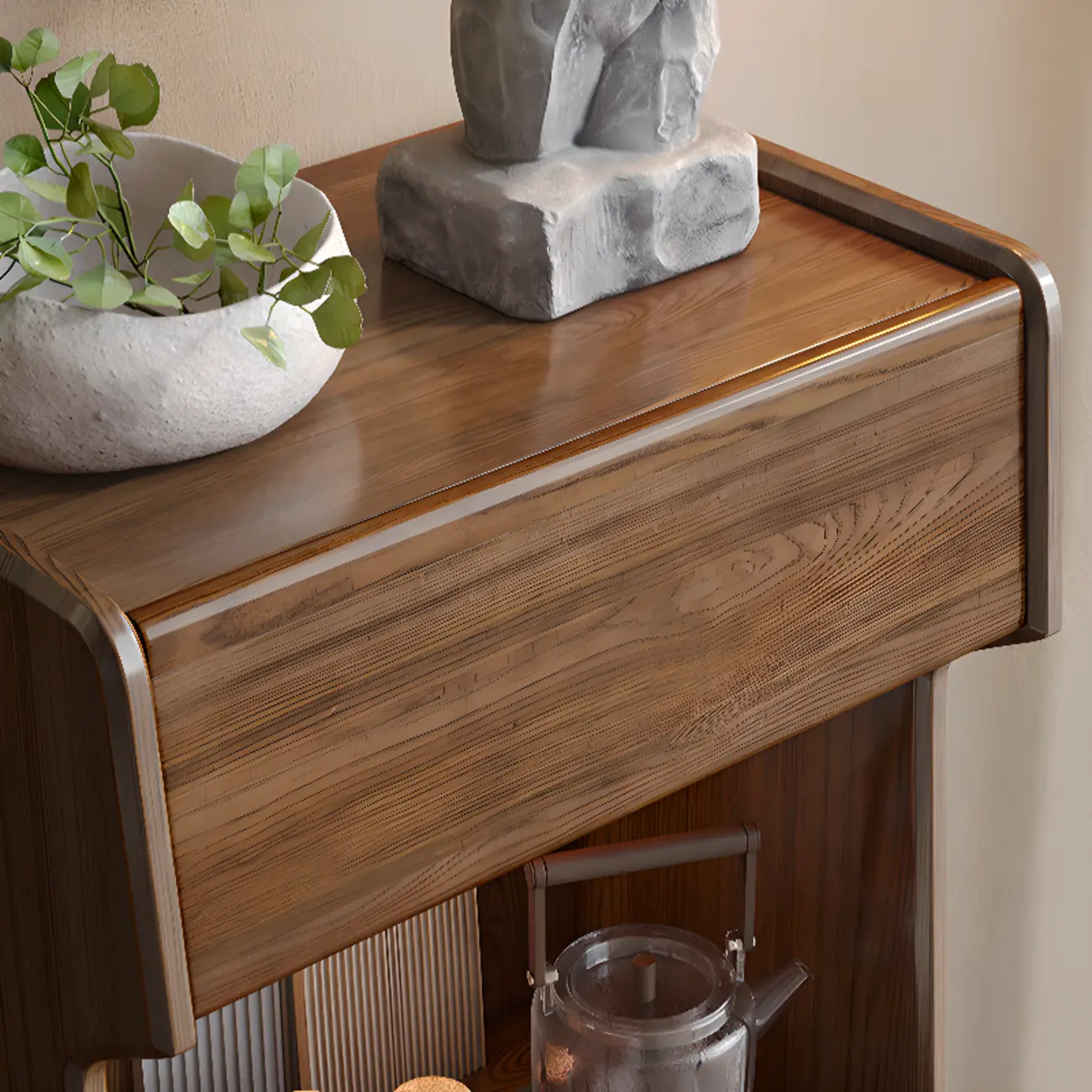 Modern Wooden Brown Wine Cabinet for Living Room Display Image - 10 | homeyfad