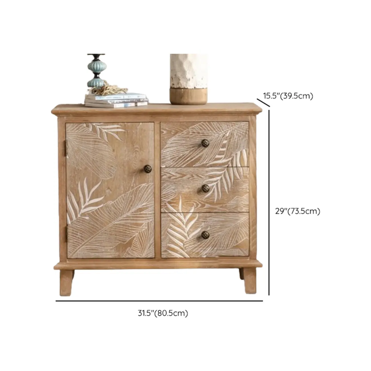 French Country Wooden Parlor Cabinet with Leaf Patterns Image - 20 | homeyfad