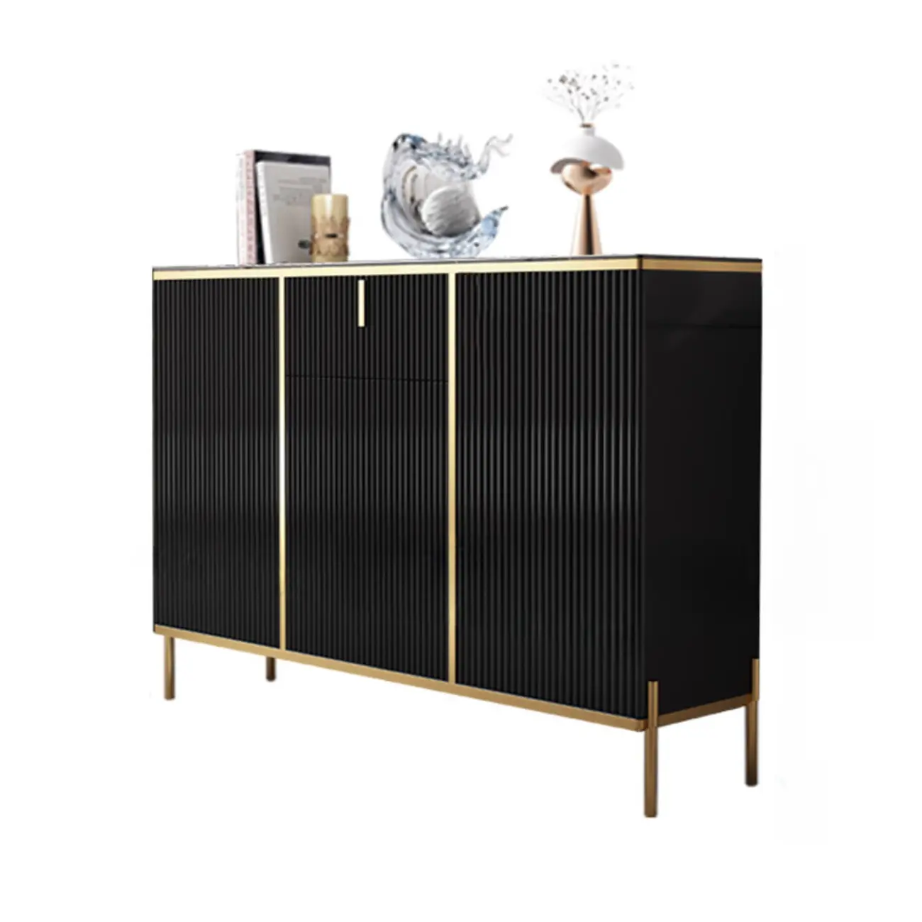 Freestanding Stone Top Sideboard Cabinet with Metal Legs  Image - 18 | homeyfad