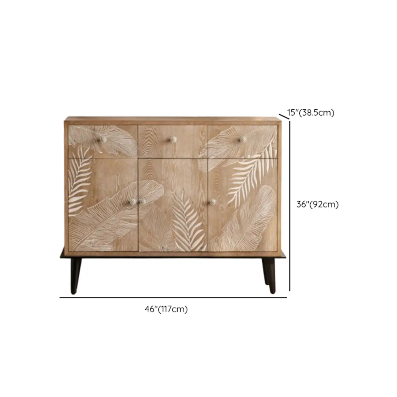 French Country Wooden Parlor Cabinet with Leaf Patterns Image - 21 | homeyfad