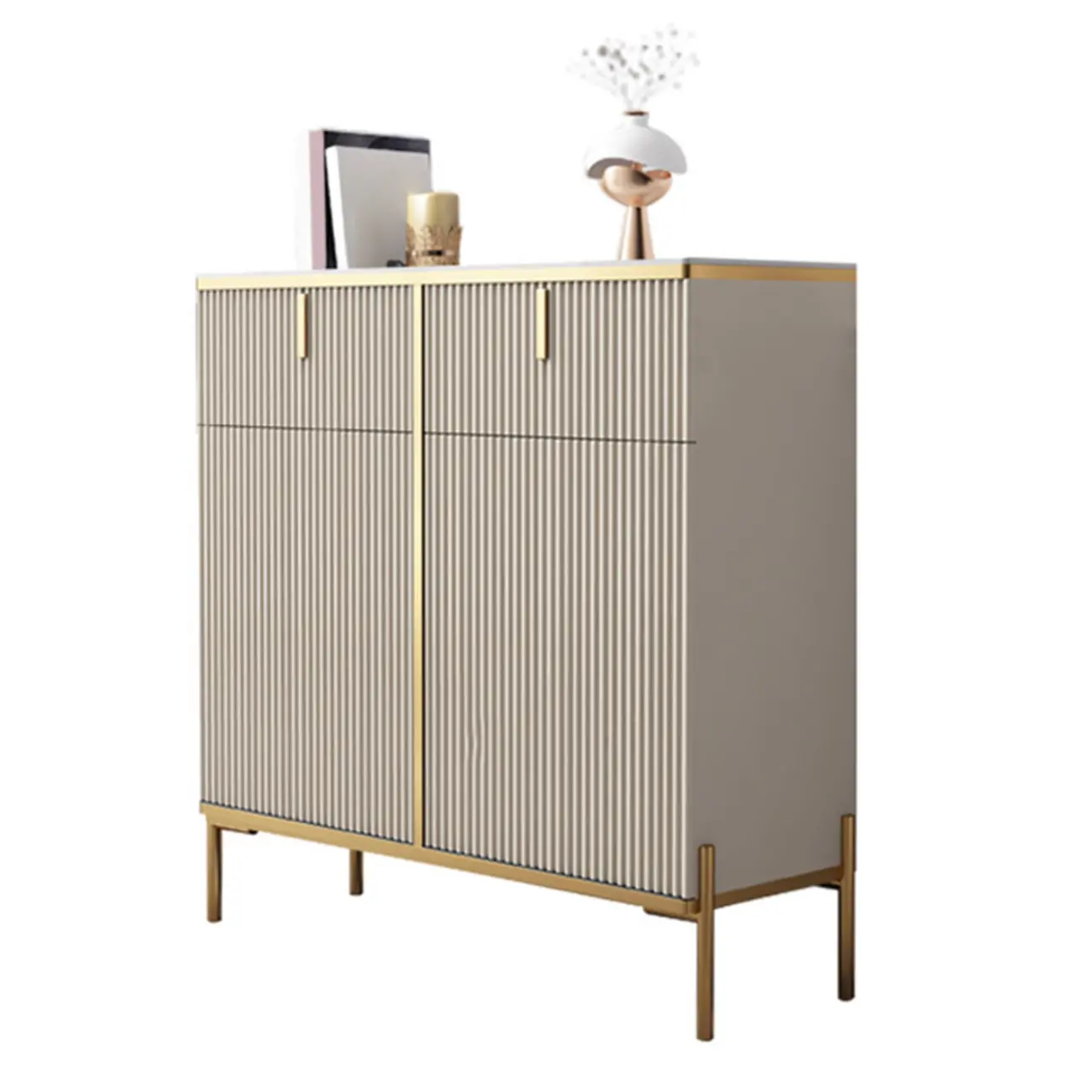 Freestanding Stone Top Sideboard Cabinet with Metal Legs  Image - 19 | homeyfad