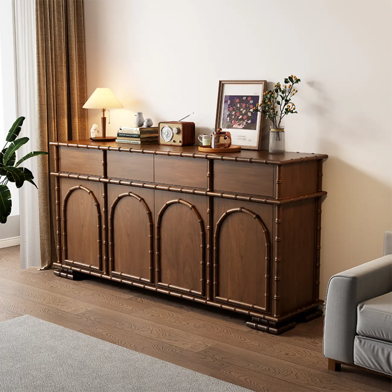 Modern Brown Wooden Sideboard with Storage Image - 1 | homeyfad