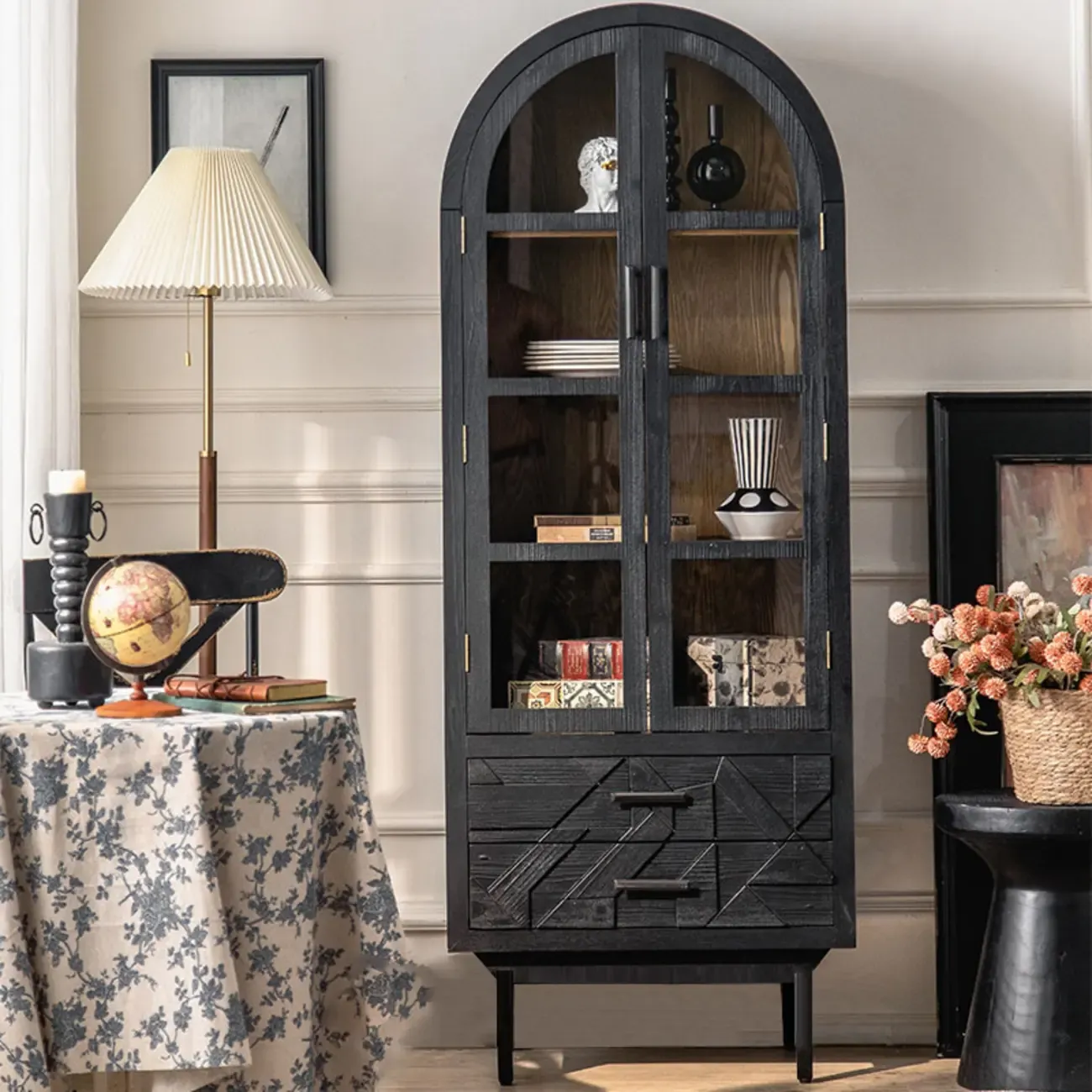 Rectangular Black Parlor Accent Cabinet with Straight Legs Image - 13