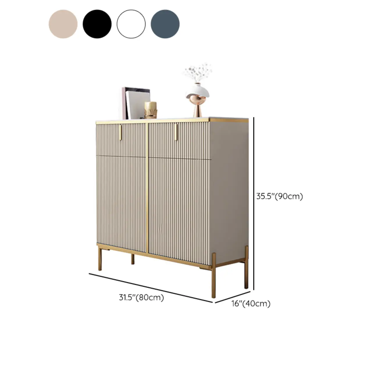 Freestanding Stone Top Sideboard Cabinet with Metal Legs  #size | homeyfad