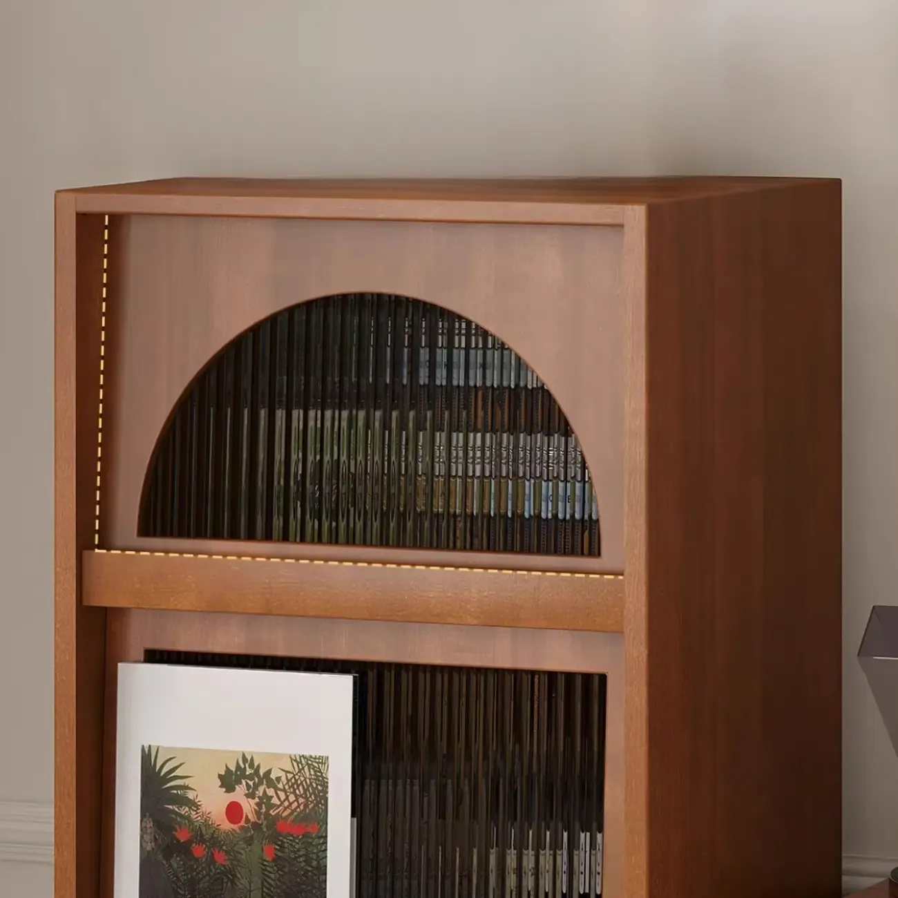 Free Standing Pine Accent Cabinet with Glass Door & Storage Image - 7