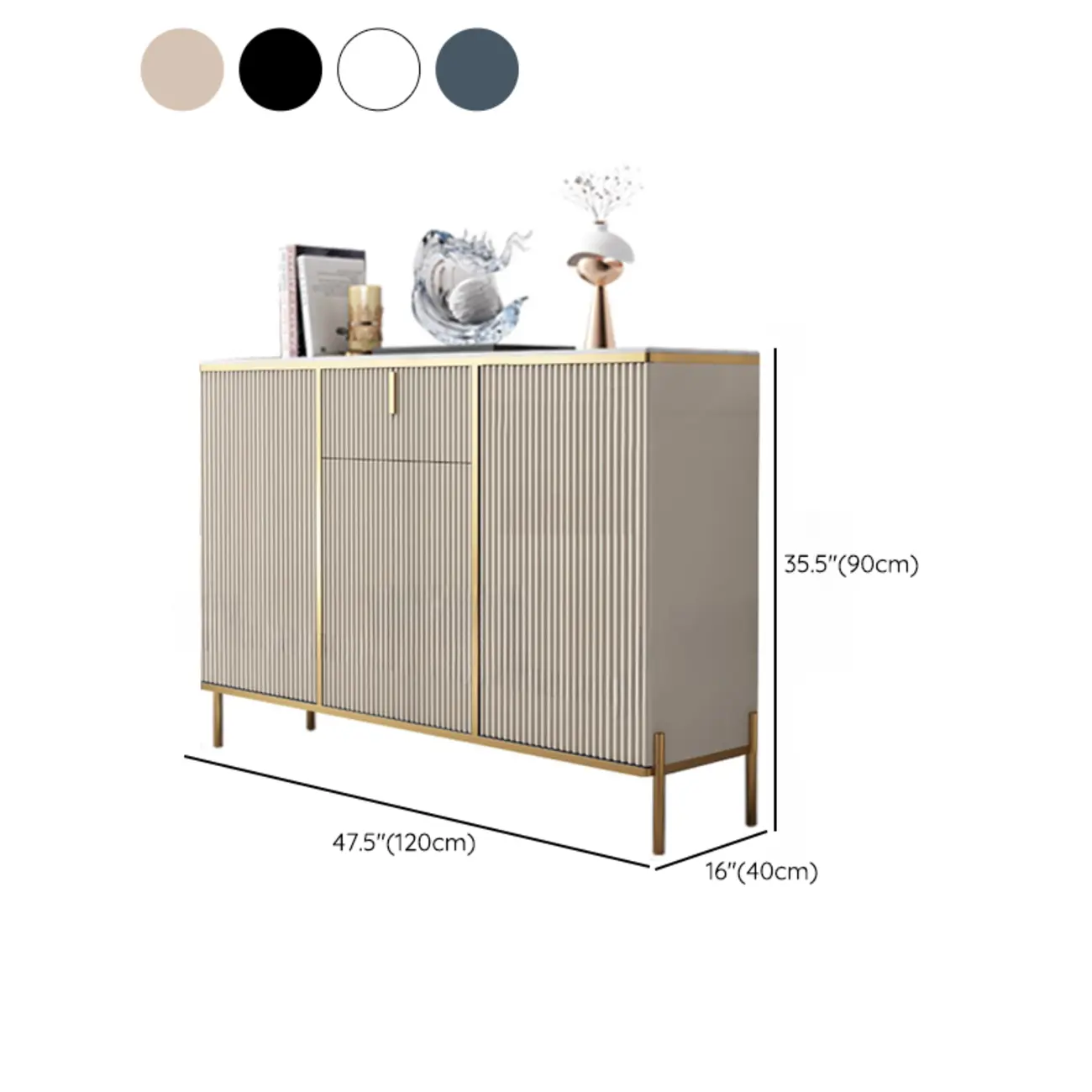 Freestanding Stone Top Sideboard Cabinet with Metal Legs  Image - 23 | homeyfad