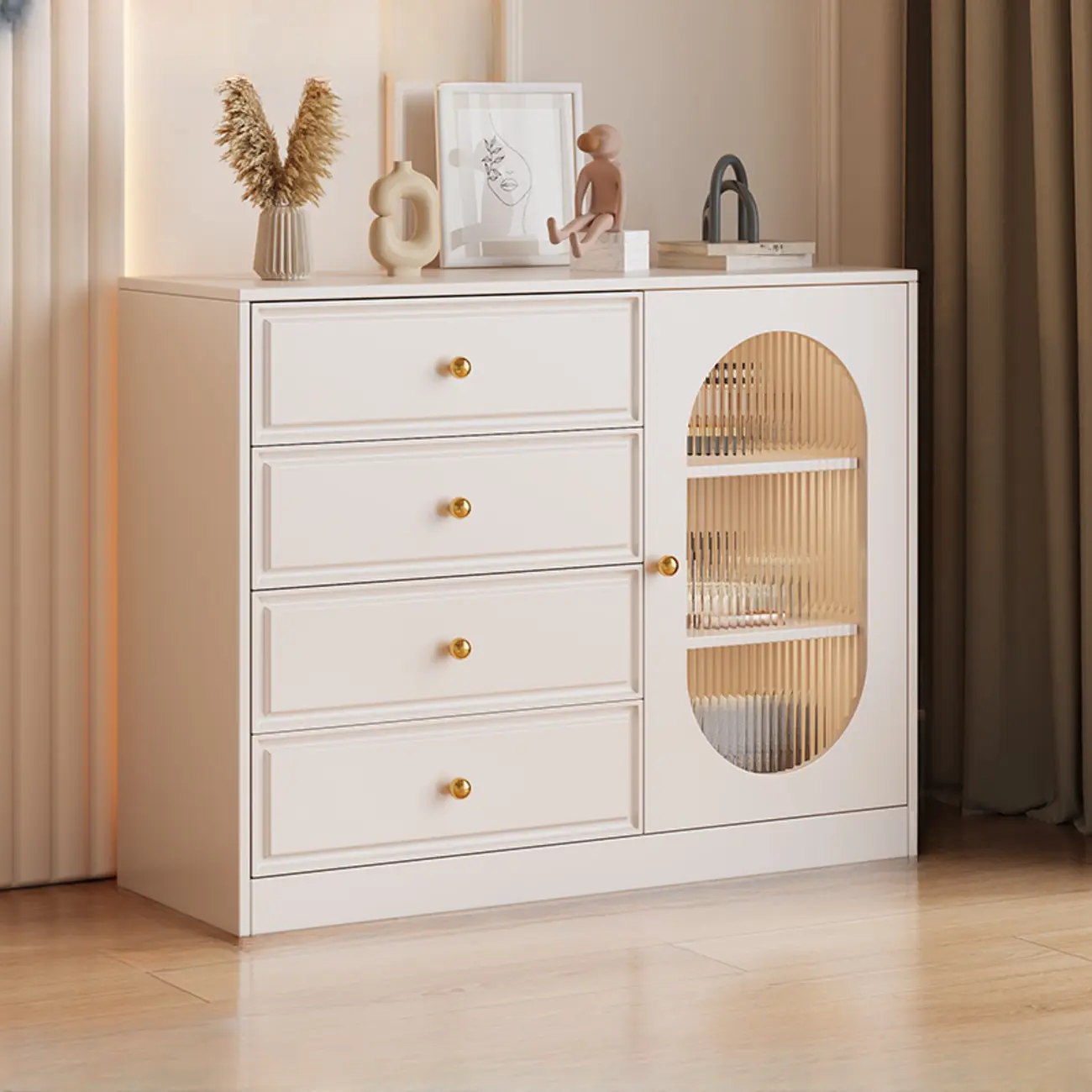 Modern Rectangular Wooden Storage Cabinet in Freestanding Image - 2 | homeyfad