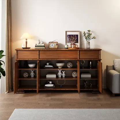 Modern Brown Wooden Sideboard with Storage Image - 4