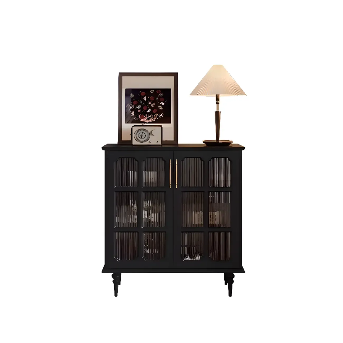 Modern Black Accent Cabinet for Living Room with Glass Door Image - 2