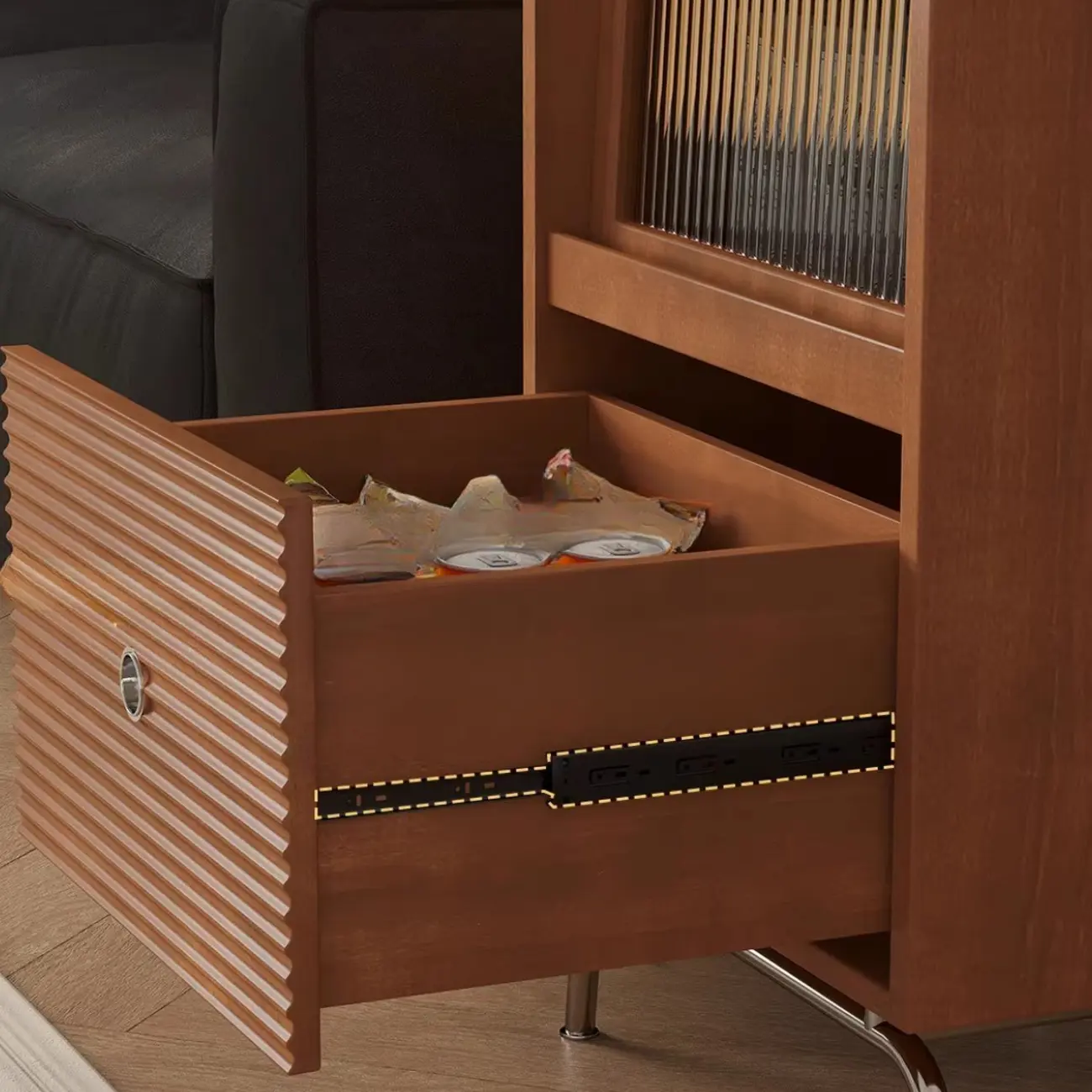 Free Standing Pine Accent Cabinet with Glass Door & Storage Image - 8 | homeyfad