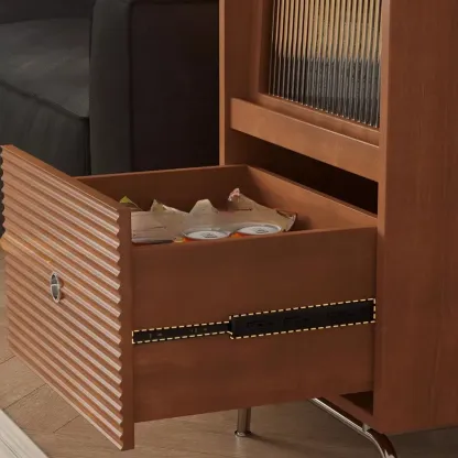 Free Standing Pine Accent Cabinet with Glass Door & Storage Image - 8