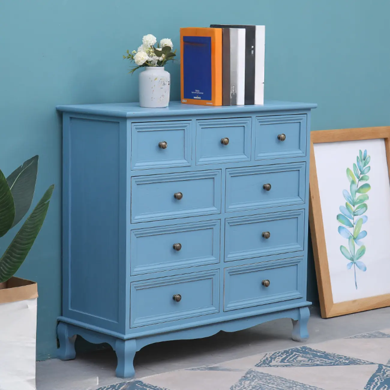 Rustic Wooden White Accent Cabinet with Multiple Drawers Image - 29 | homeyfad