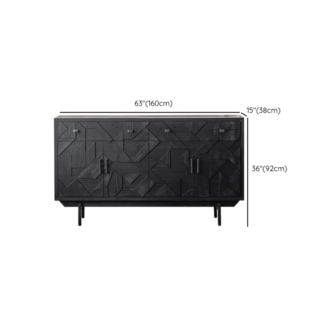 Rectangular Black Parlor Accent Cabinet with Straight Legs Image - 18 | homeyfad